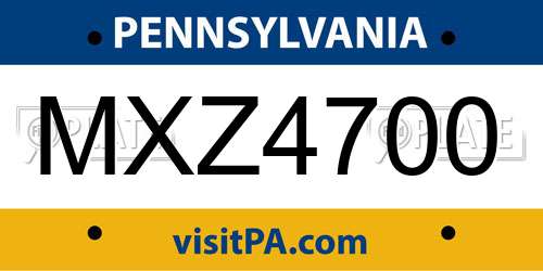 MXZ4700 Pennsylvania License Plate