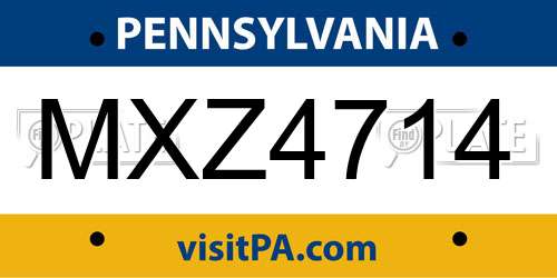 MXZ4714 Pennsylvania License Plate
