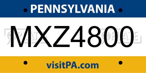 MXZ4800 Pennsylvania License Plate