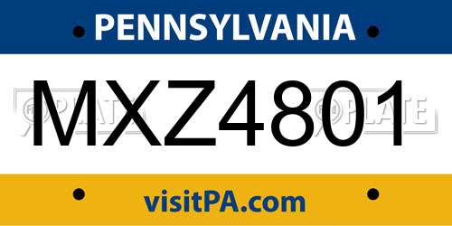 MXZ4801 Pennsylvania License Plate