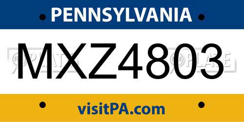 MXZ4803 Pennsylvania License Plate