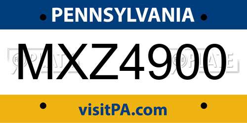 MXZ4900 Pennsylvania License Plate