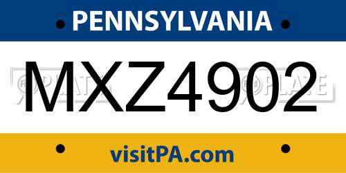 MXZ4902 Pennsylvania License Plate