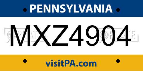 MXZ4904 Pennsylvania License Plate