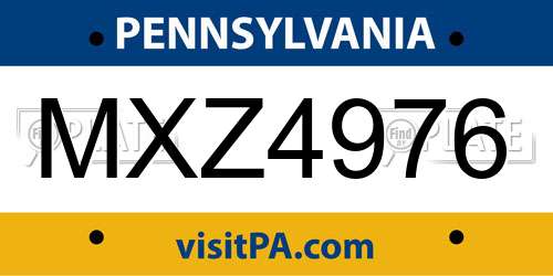 MXZ4976 Pennsylvania License Plate