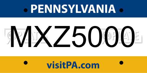 MXZ5000 Pennsylvania License Plate