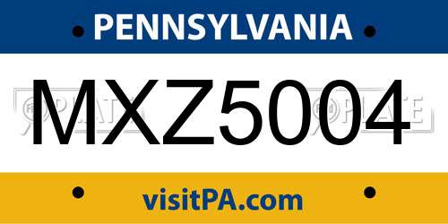 MXZ5004 Pennsylvania License Plate