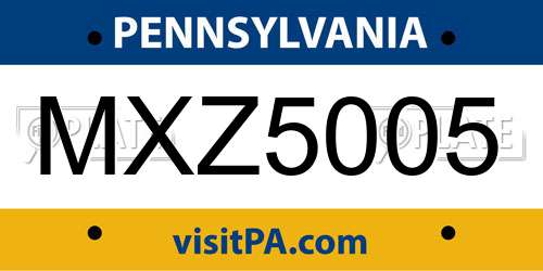 MXZ5005 Pennsylvania License Plate