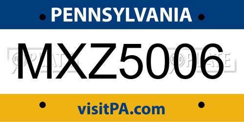 MXZ5006 Pennsylvania License Plate