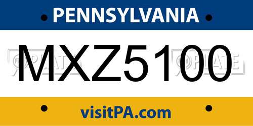 MXZ5100 Pennsylvania License Plate