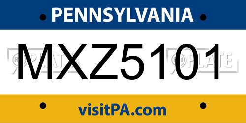 MXZ5101 Pennsylvania License Plate