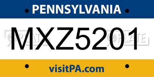 MXZ5201 Pennsylvania License Plate