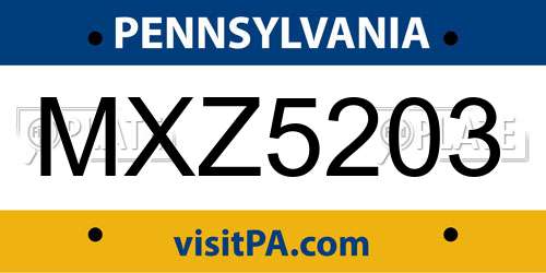 MXZ5203 Pennsylvania License Plate