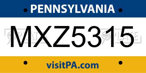 MXZ5315 Pennsylvania License Plate