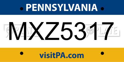 MXZ5317 Pennsylvania License Plate