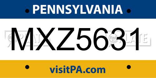 MXZ5631 Pennsylvania License Plate