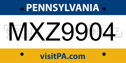 MXZ9904 Pennsylvania License Plate