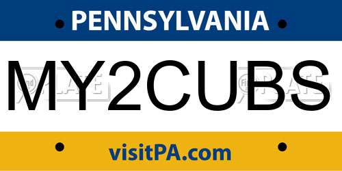 MY2CUBS Pennsylvania License Plate