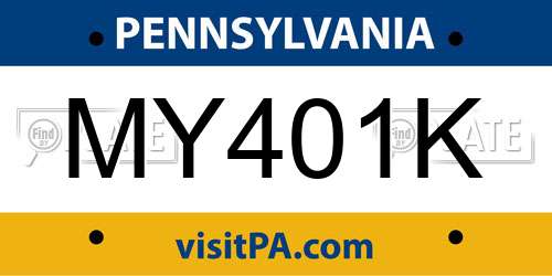 MY401K Pennsylvania License Plate