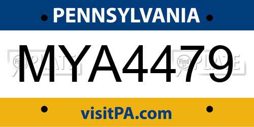 MYA4479 Pennsylvania License Plate
