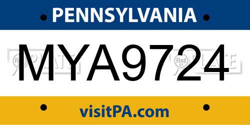 MYA9724 Pennsylvania License Plate