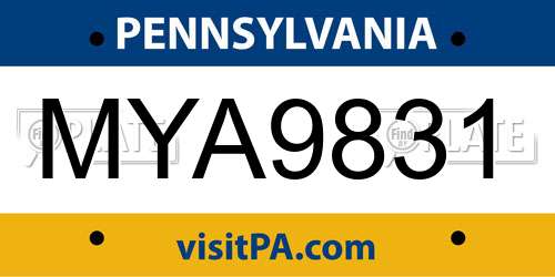MYA9831 Pennsylvania License Plate