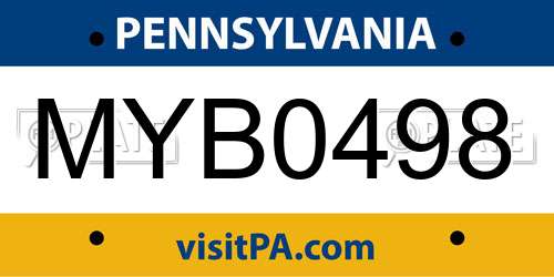 MYB0498 Pennsylvania License Plate