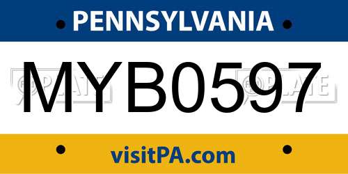 MYB0597 Pennsylvania License Plate