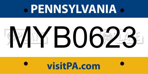 MYB0623 Pennsylvania License Plate