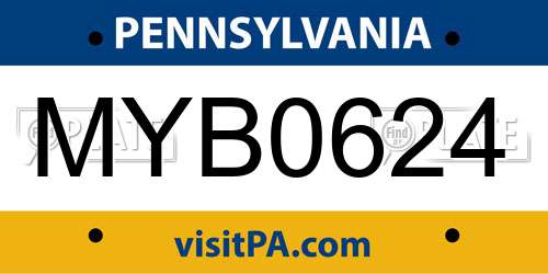 MYB0624 Pennsylvania License Plate