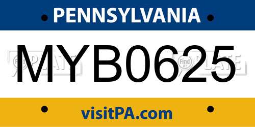 MYB0625 Pennsylvania License Plate