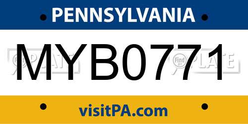 MYB0771 Pennsylvania License Plate