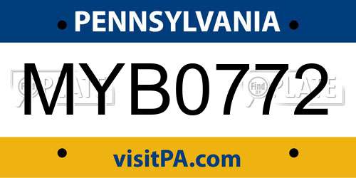 MYB0772 Pennsylvania License Plate