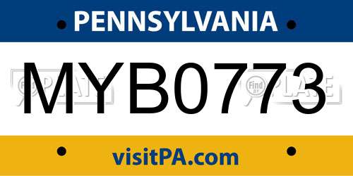 MYB0773 Pennsylvania License Plate