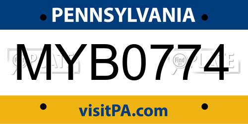 MYB0774 Pennsylvania License Plate