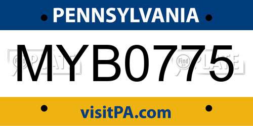 MYB0775 Pennsylvania License Plate