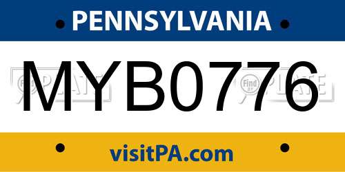 MYB0776 Pennsylvania License Plate