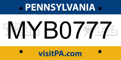 MYB0777 Pennsylvania License Plate