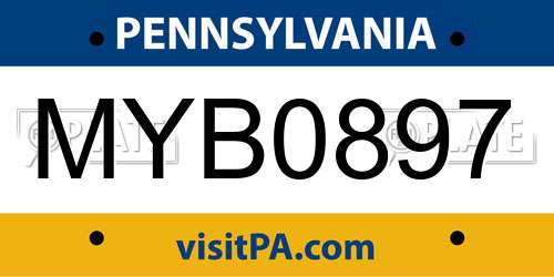 MYB0897 Pennsylvania License Plate