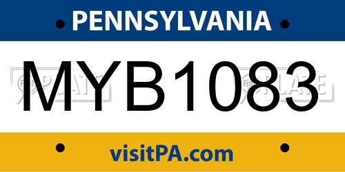 MYB1083 Pennsylvania License Plate