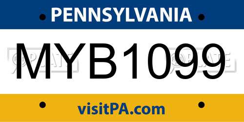 MYB1099 Pennsylvania License Plate