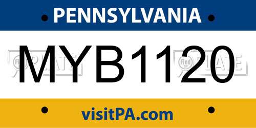 MYB1120 Pennsylvania License Plate