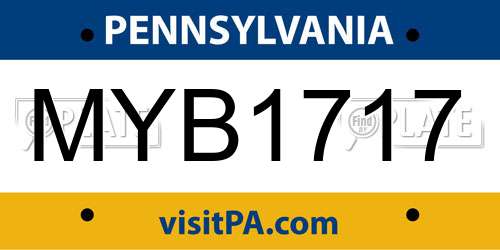 MYB1717 Pennsylvania License Plate