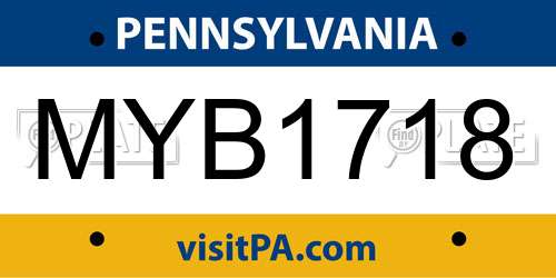 MYB1718 Pennsylvania License Plate