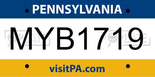 MYB1719 Pennsylvania License Plate