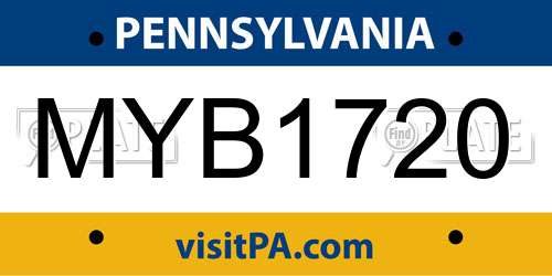 MYB1720 Pennsylvania License Plate