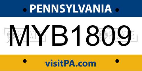 MYB1809 Pennsylvania License Plate