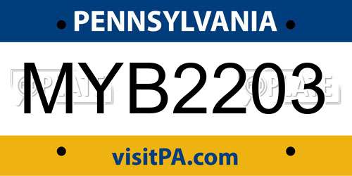 MYB2203 Pennsylvania License Plate