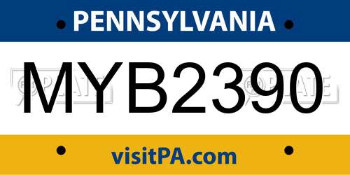 MYB2390 Pennsylvania License Plate