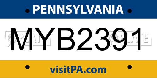 MYB2391 Pennsylvania License Plate